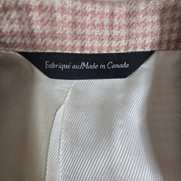 Maus & Hoffman Palm Beach Silk and Linen Pink Houndstooth Blazer Size 8 - Picture 11 of 16